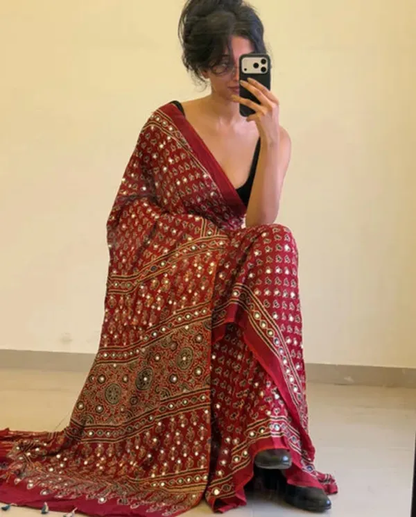 NEW_RED_LOTUS_MIRROR_WORK_AJRKH_SAREE