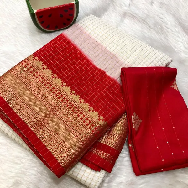 White_With_Red_2_D_Mysore_Silk_Saree_With_Blouse_Piece_For_Women