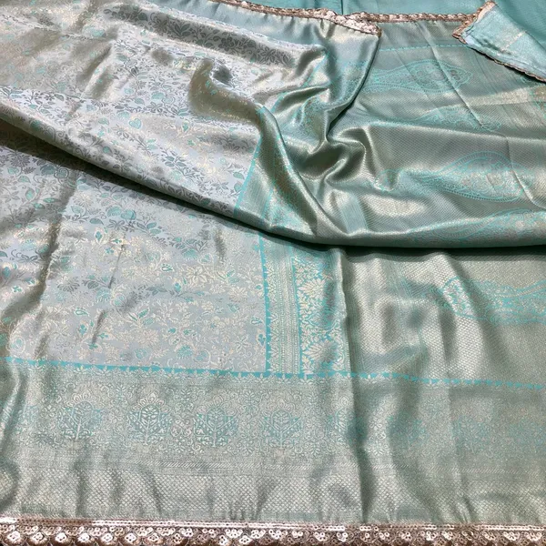 Sea_Green_Banarasi_Silk_Saree_With_Blouse_Piece_For_Women_Wear_All_Occasion