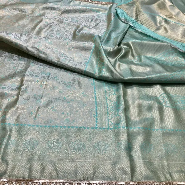 Sea_Green_Banarasi_Silk_Saree_With_Blouse_Piece_For_Women_Wear_All_Occasion