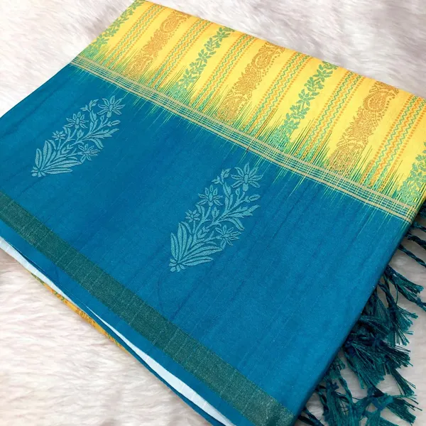Lemon_Yellow_Jute_Silk_Yellow_Saree_with_blouse_piece_For_Women