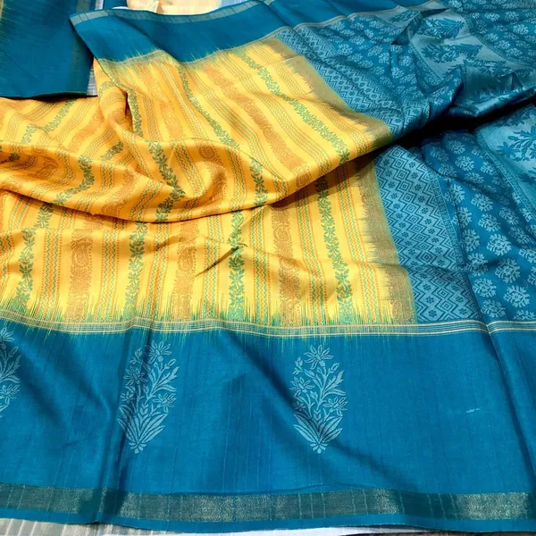 Lemon_Yellow_Jute_Silk_Yellow_Saree_with_blouse_piece_For_Women