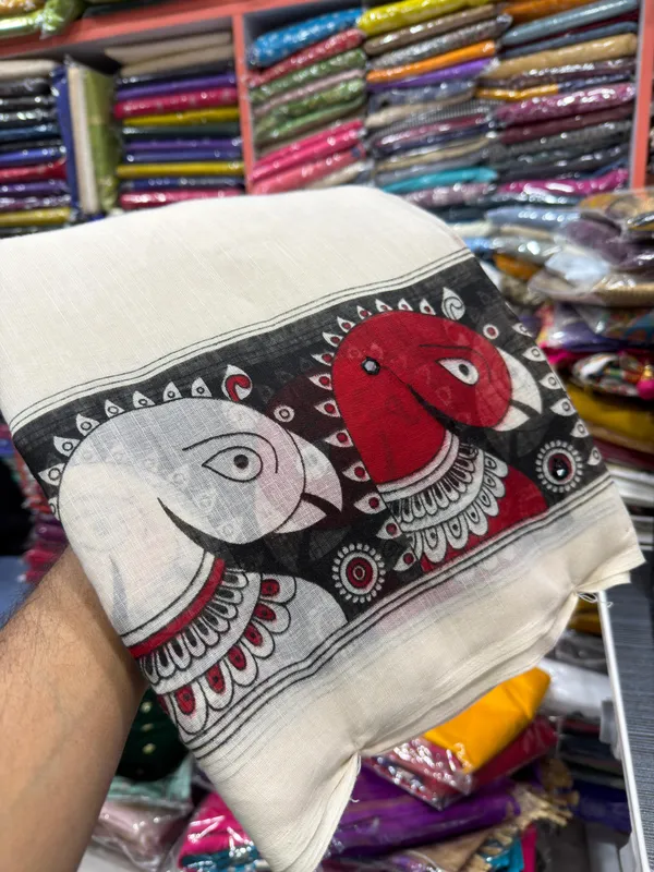 Off_White_Soft_Khadi_Linen_Saree_With_Blouse_For_Women_Wear_All_Occasion