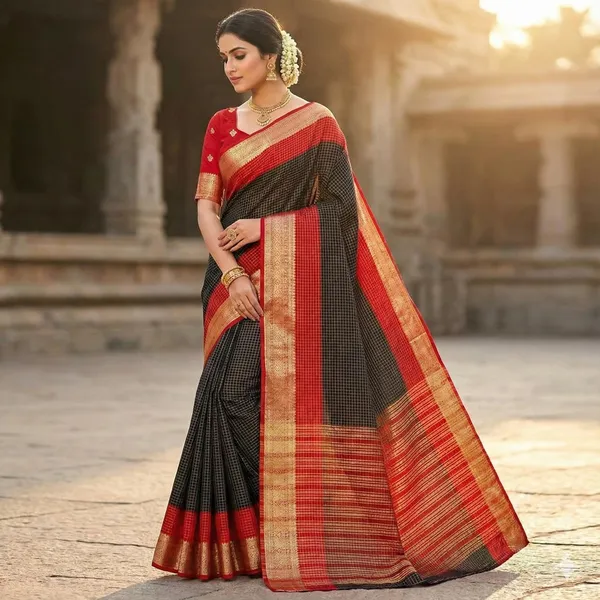 Black_N_Red_2D_Mysore_Silk_Black_Saree_With_Blouse_Piece_For_Women