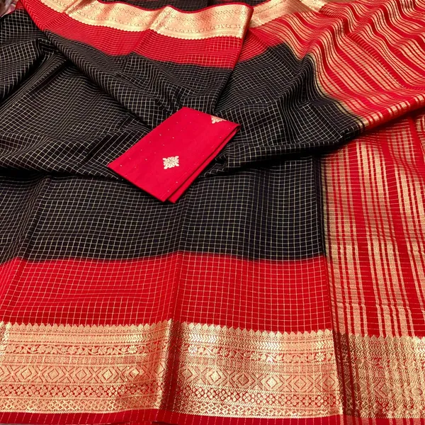 Black_N_Red_2D_Mysore_Silk_Black_Saree_With_Blouse_Piece_For_Women