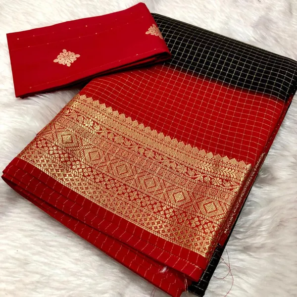 Black_N_Red_2D_Mysore_Silk_Black_Saree_With_Blouse_Piece_For_Women