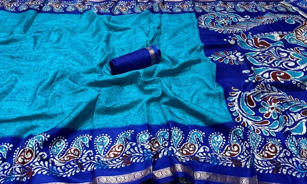 Blue_Batik_Saree_Saree_With_Blouse_Piece_For_Women