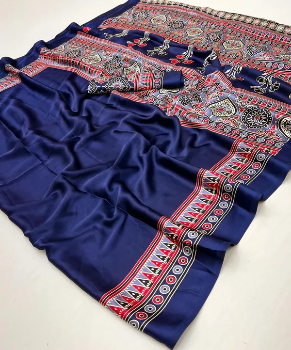 Teal_Blue_Japan_Crepe_Teal_Blue_Saree_With_Blouse_Piece_For_Women