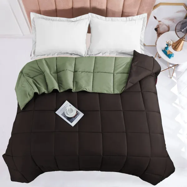 Brown_&_Green_Microfiber_Solid_&_Self_Design_Comforter_For_Adults