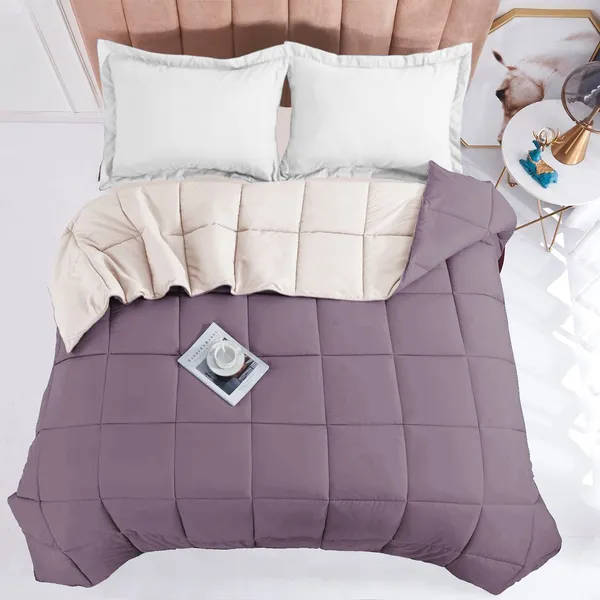 Purple_&_Beige_Microfiber_Solid_&_Self_Design_Comforter_For_Adults