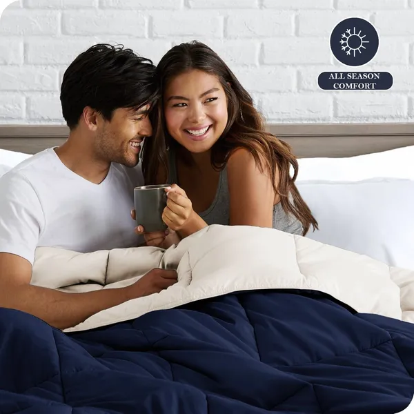 Beige_&_Dark_Blue_Microfiber_Solid_&_Self_Design_Comforter_For_Adults