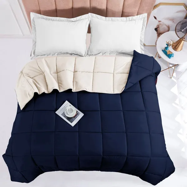 Beige_&_Dark_Blue_Microfiber_Solid_&_Self_Design_Comforter_For_Adults