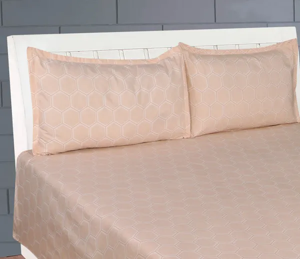 Beige_Cotton_Geometric_Bed_Sheet_Flat_For_Adults