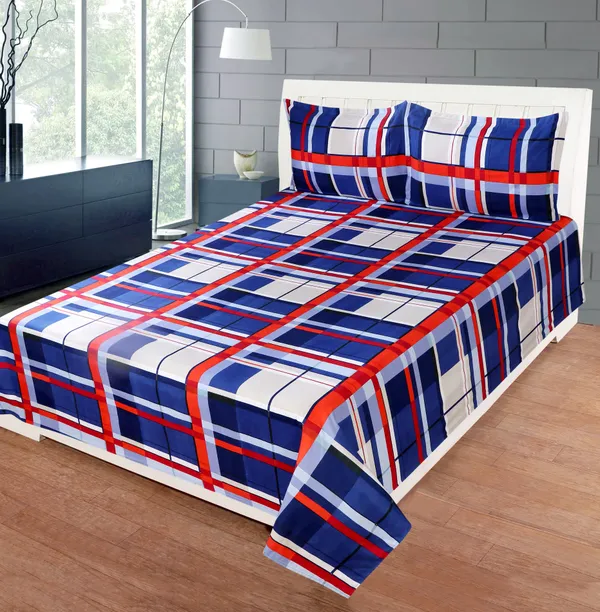 Red_Cotton_Geometric_Bed_Sheet_Flat_For_Adults