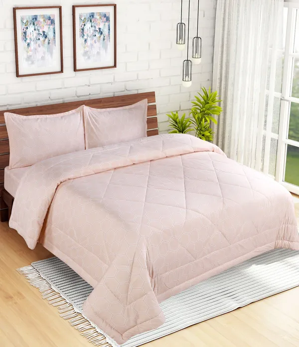 Peach_Cotton_Floral_Comfort_Blanket_For_For_Ac_Room