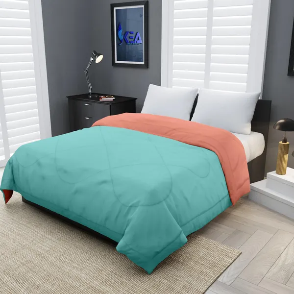 Peach_&_Blue_Microfiber_Solid_Comforter_For_Adults