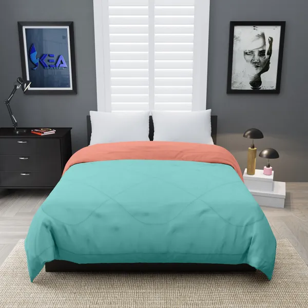 Peach_&_Blue_Microfiber_Solid_Comforter_For_Adults
