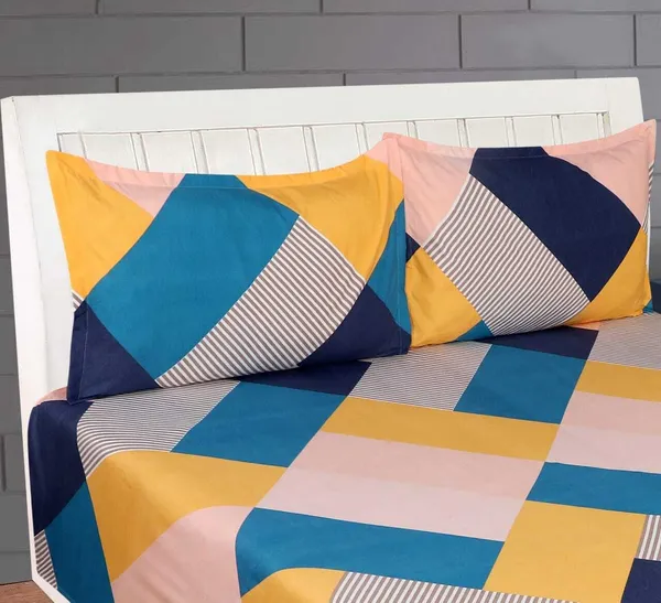 Yellow_Cotton_Abstract_Bed_Sheet_Flat_For_Adults