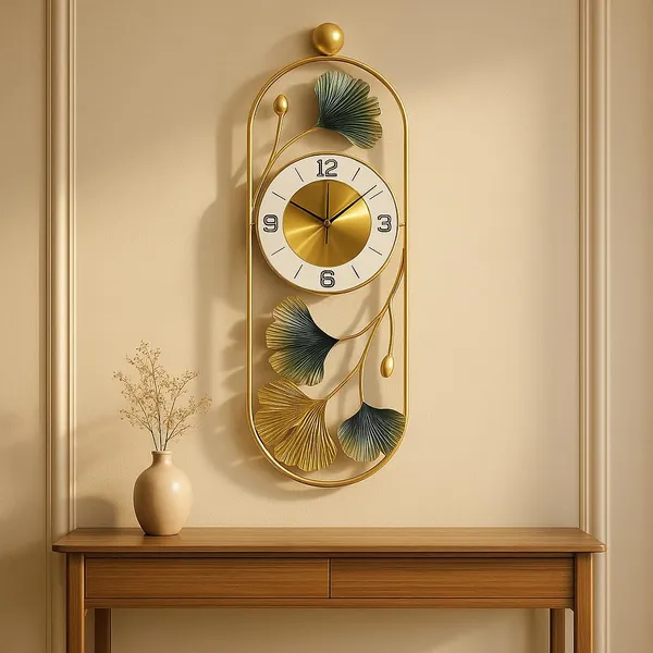 Gold_Metal_Wall_Clock_For_Living_Room_Stylish_Decor_Designer_Ginkgo_Leaf_Wall_Art_Silent_Non_Ticking_Premium_Analog_Clock_For_Home_Bedroom