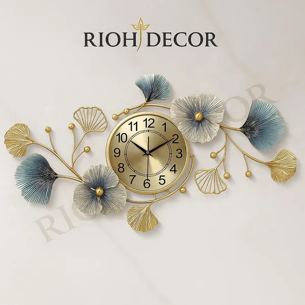 Gold_Luxury_Metal_Wall_Clock_For_Living_Room_Combo_Set
