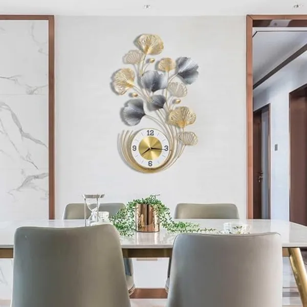 Gold_Luxury_Metal_Wall_Clock_For_Living_Room_Combo_Set