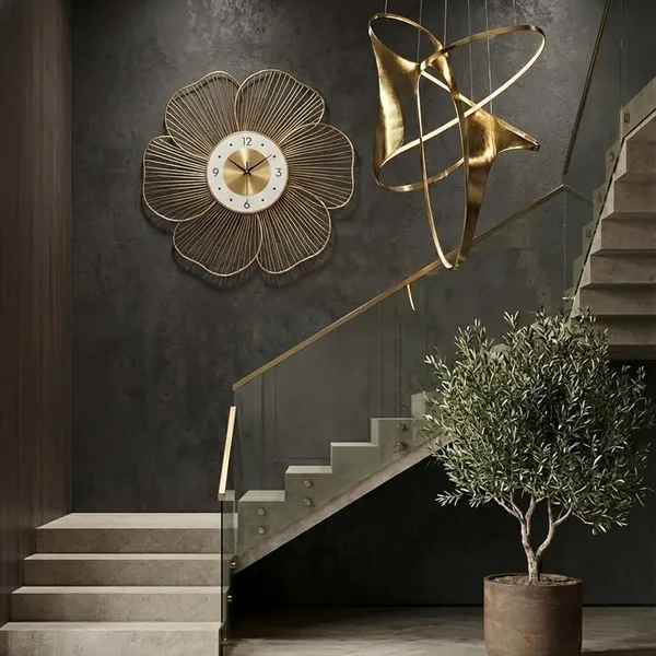 Gold_Luxury_Large_Metal_Wall_Clock_For_Living_Room_Combo_Set