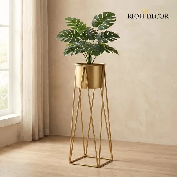 Gold_Premium_Planter_With_Stands_Modern_Decorative_Metal_Plant_Pot_Combo_Set
