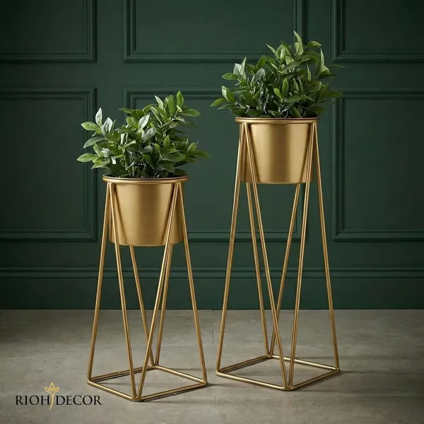 Gold_Premium_Planter_With_Stands_Modern_Decorative_Metal_Plant_Pot_Combo_Set