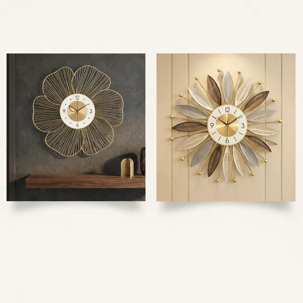 Gold_Luxury_Large_Metal_Wall_Clock_For_Living_Room_Combo_Set