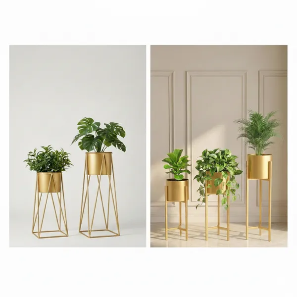 Gold_Premium_Planter_With_Stands_Modern_Decorative_Metal_Plant_Pot_Combo_Set