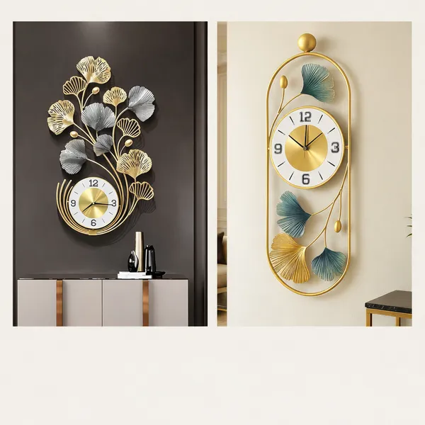 Gold_Luxury_Metal_Wall_Clock_For_Living_Room_Modern_Large_Designer_Wall_Art_Clock_Combo_Set