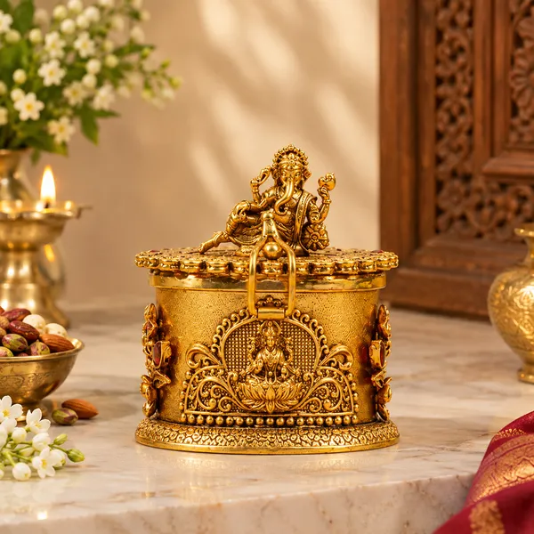 Gold_Premium_Brass_Sindoor_Box_Siting_Ganesh
