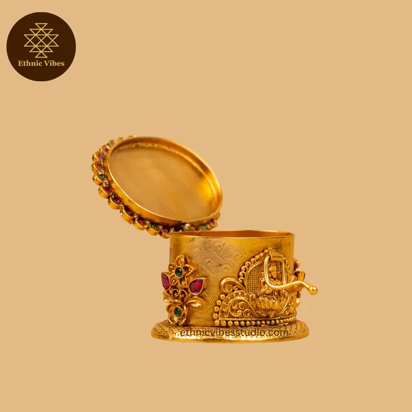 Gold_Premium_Brass_Sindoor_Box_Siting_Ganesh