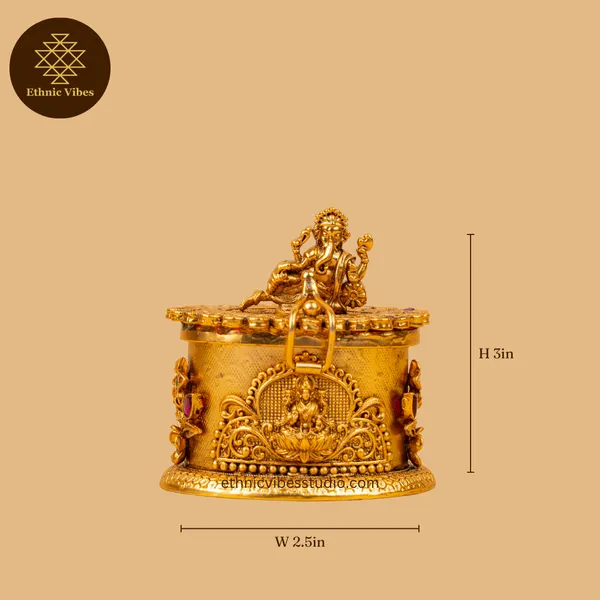 Gold_Premium_Brass_Sindoor_Box_Siting_Ganesh