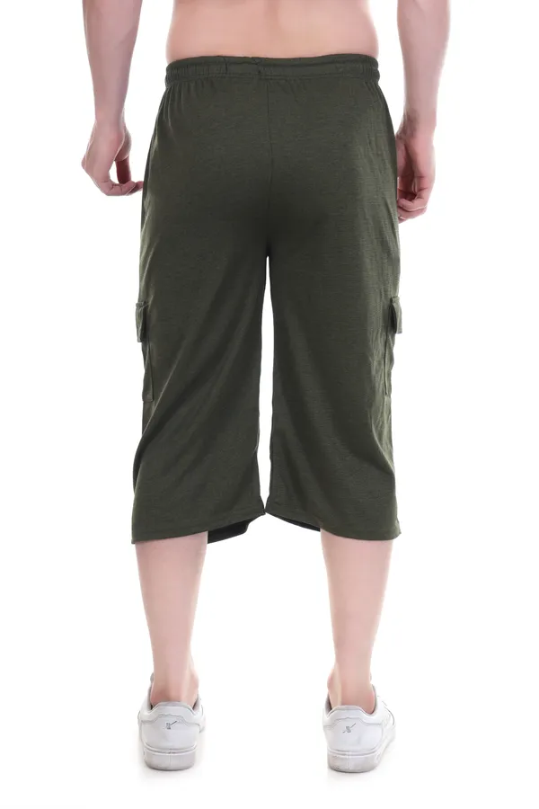 Bottle_Green_Everyday_Wear_Capri_Shorts_For_Men_&_Women