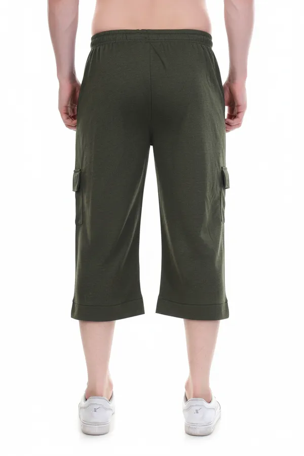 Bottle_Green_Everyday_Wear_Capri_Shorts_For_Men_&_Women