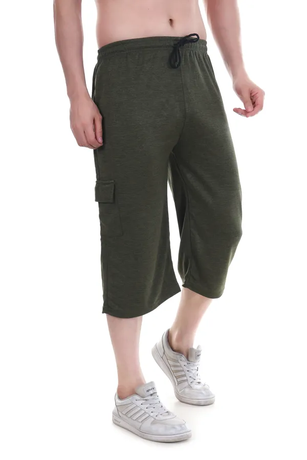 Bottle_Green_Everyday_Wear_Capri_Shorts_For_Men_&_Women