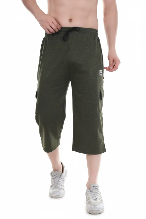 Bottle_Green_Everyday_Wear_Capri_Shorts_For_Men_&_Women