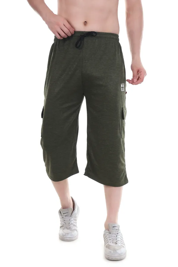Bottle_Green_Everyday_Wear_Capri_Shorts_For_Men_&_Women