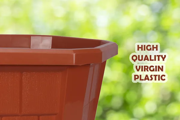 (Pack_Of_4)_Brown_Hexagonal_Plastic_Pots_Flower_Plant_Pot_2Xl_Durable_Plant_Pot_Hexagonal_Pot_Outdoor_Plants_Flower_Plastic_Pot