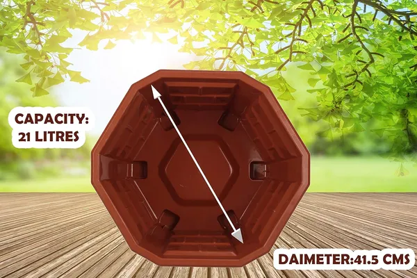 (Pack_Of_4)_Brown_Hexagonal_Plastic_Pots_Flower_Plant_Pot_2Xl_Durable_Plant_Pot_Hexagonal_Pot_Outdoor_Plants_Flower_Plastic_Pot