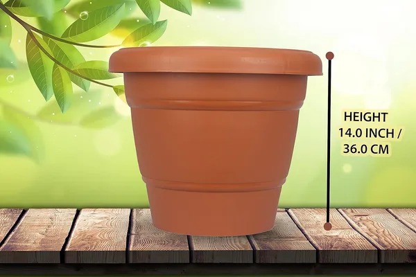 Pack_of_4_Brown_Round_Virgin_Plastic_Modern_Design_Durable_Plastic_Plant_Pot_For_Gardening__(Xl_(14_X_16_Inch))