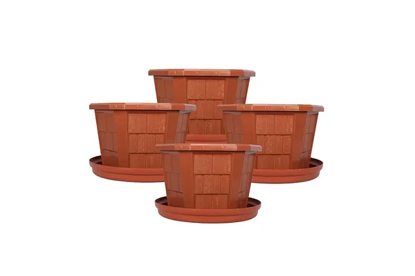 Black_Hexagonal_(Pack_Of_4)_Modern_Design_Durable_Plastic_Plant_Pot_For_Gardening_(With_Plate)_(Xl)