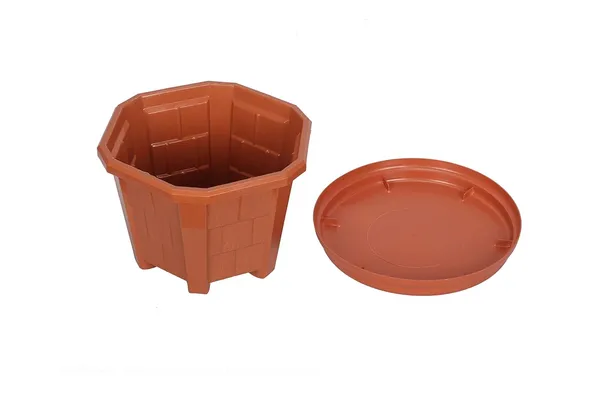 Black_Hexagonal_(Pack_Of_4)_Modern_Design_Durable_Plastic_Plant_Pot_For_Gardening_(With_Plate)_(Xl)