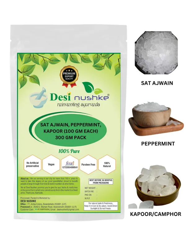 Sat_Ajwain,_Peppermint_&_Kapoor_(100_GM_Each)_|_300_GM_Combo_Pack_|_Thymol_(Ajwain_Ke_Phool),_Menthol_&_Camphor_Crystal_|_Aromatherapeutic_I_Plant-Derived_|_100%_Natural_&_Organic_|_100%_Pure