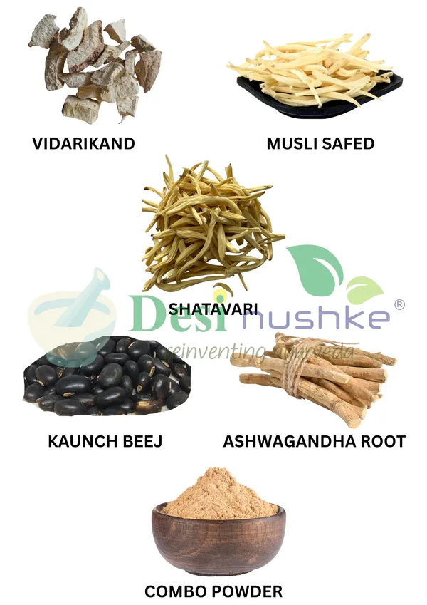 200_Gm_Safed_Musli,_Ashwagandha,_Shatavari,_Kaunch_Beej_And_Vidarikand_Powder__|_Pack_Of_1