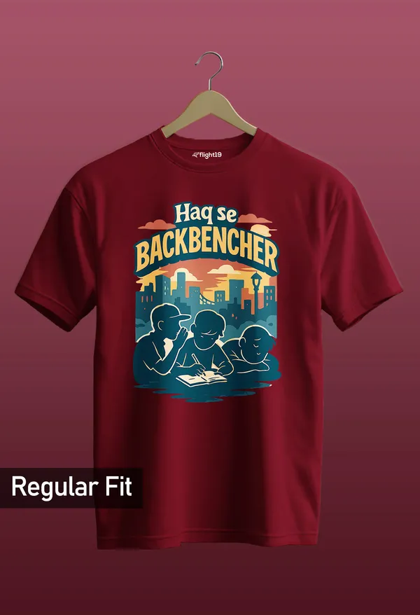 Backbencher_Maroon_Half_sleeve_printed_T-shirt