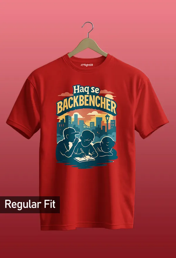 Backbencher_Red_half_sleeve_printed_T-shirt