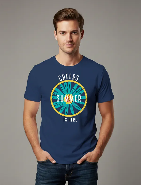 Cheers_Summer_is_Here_Navy_Blue_Half_sleeve_printed_T-shirt