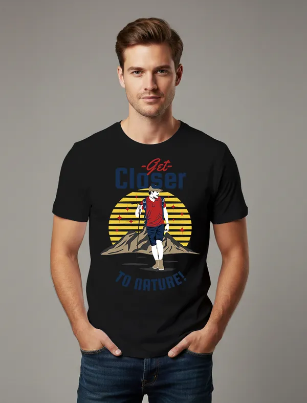Get_Closer_to_Nature_Black_Half_sleeve_printed_T-shirt